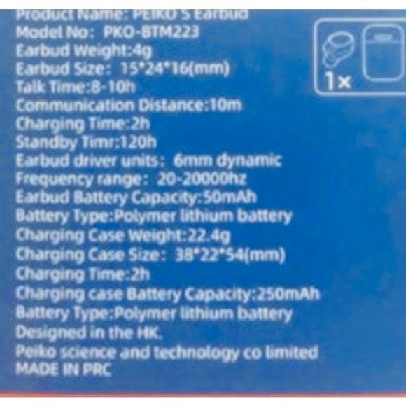 Peiko S BTM-223 Bluetooth Translator Earbud Voice Group Back Office Offline PKO - Picture 4 of 4